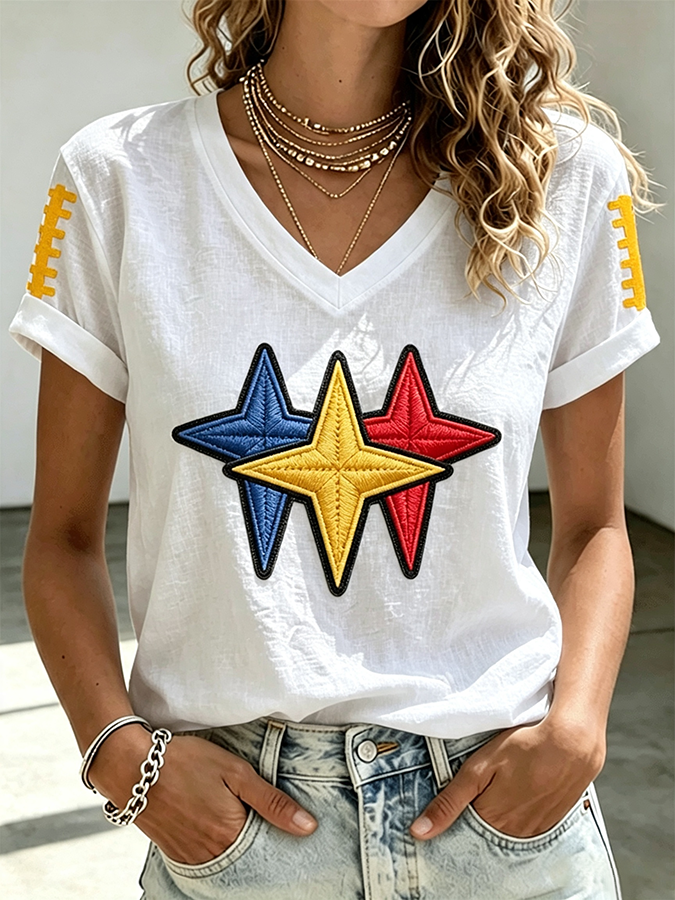Women'S Casual Football Printed T-Shirt