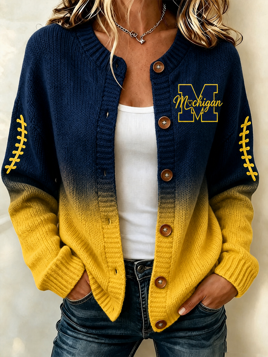 Women's Football Sports Casual Knitted Cardigan