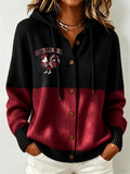 Women'S Football Fan Printed Casual Hooded Sweatshirt