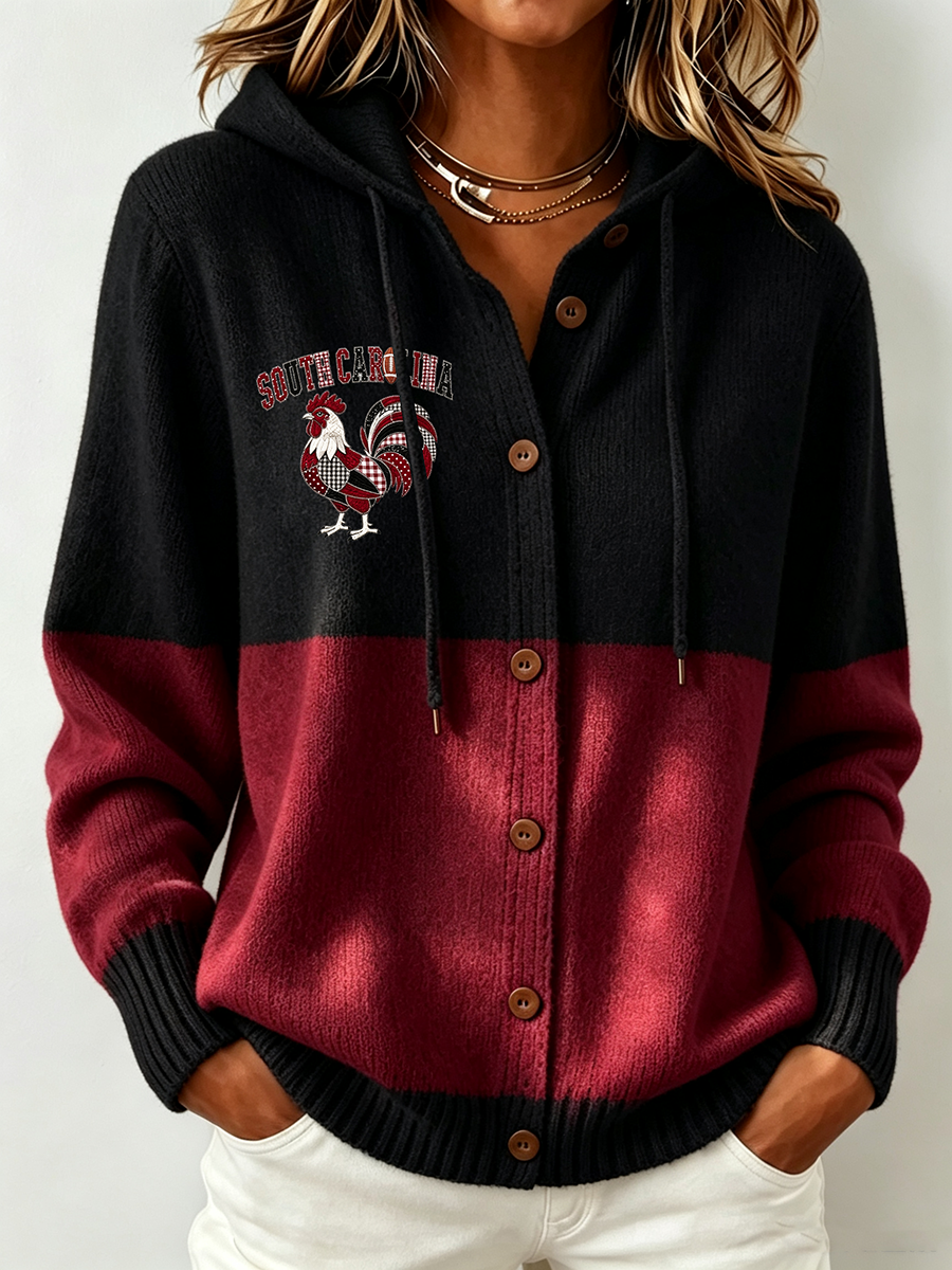 Women'S Football Fan Printed Casual Hooded Sweatshirt