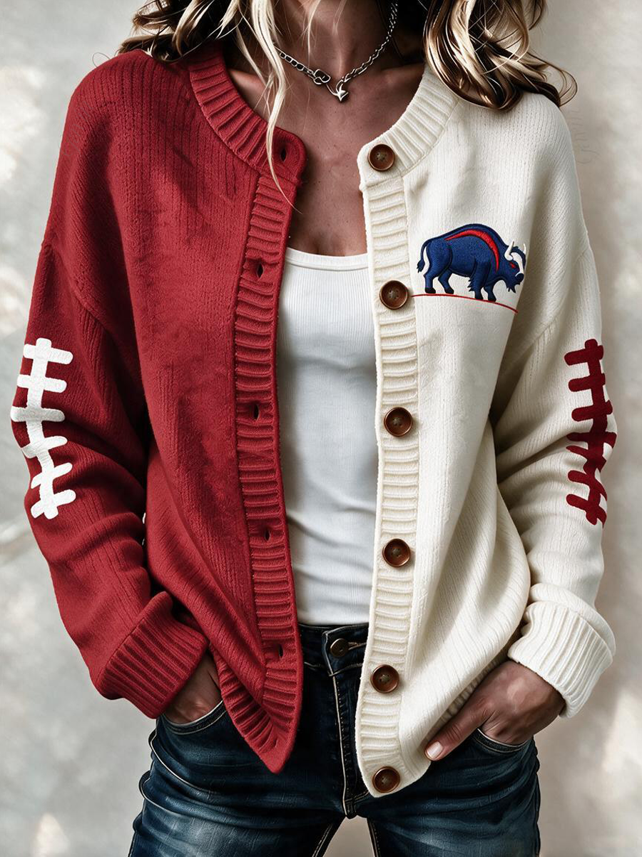 Women'S Casual Football Knitted Cardigan Top