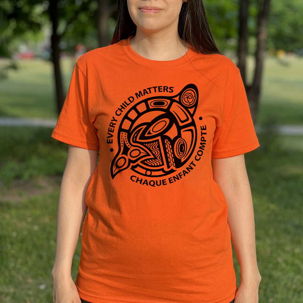 Every Child Matters Chaque Enfant Compte – Indigenous Turtle Orange Shirt Day Unisex T-shirt/Hoodie/Sweatshirt