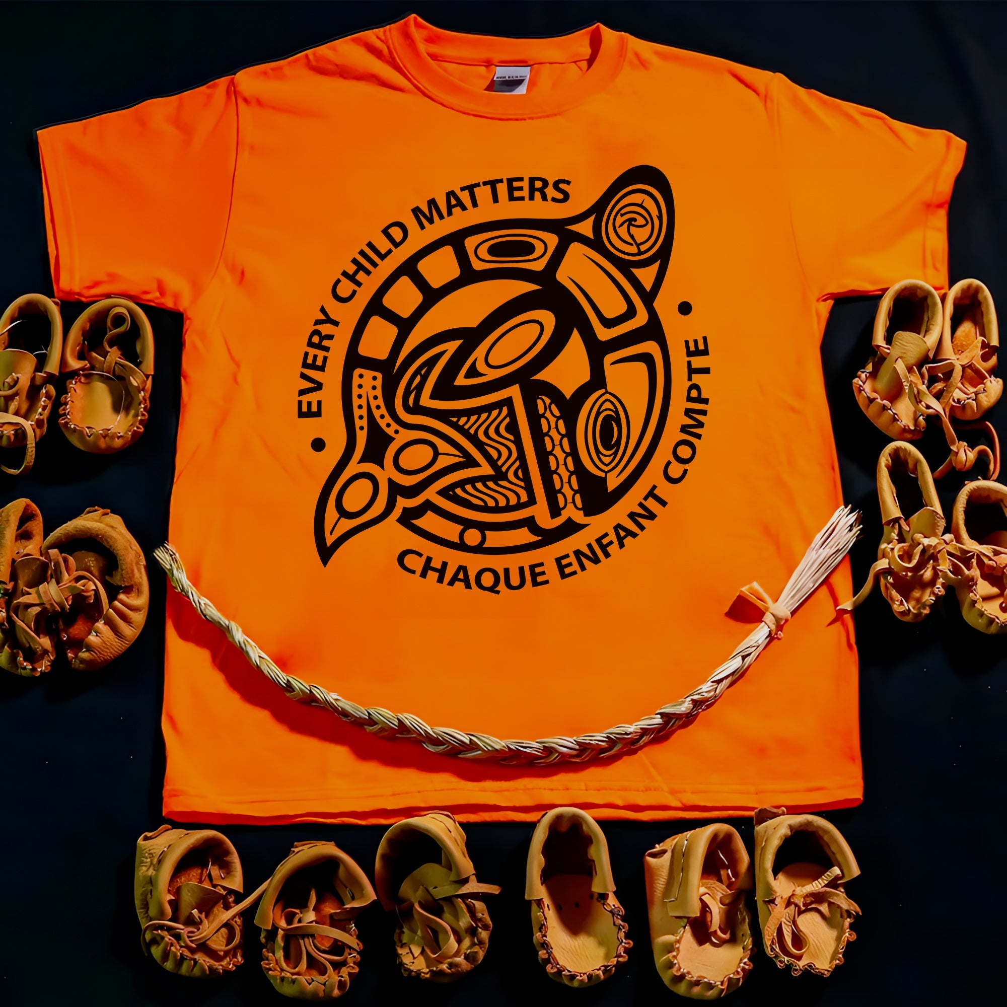 Every Child Matters Chaque Enfant Compte – Indigenous Turtle Orange Shirt Day Unisex T-shirt/Hoodie/Sweatshirt