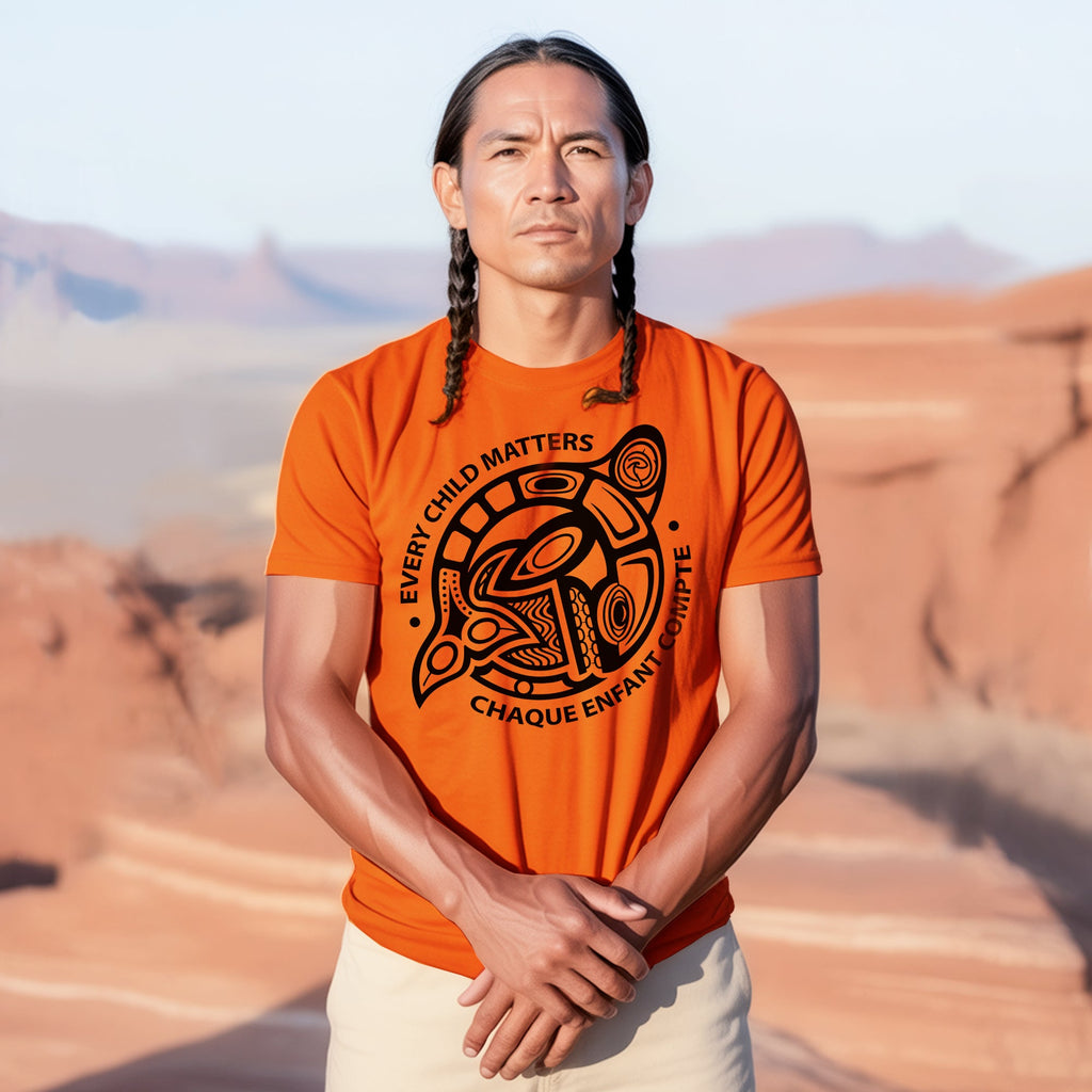 Every Child Matters Chaque Enfant Compte – Indigenous Turtle Orange Shirt Day Unisex T-shirt/Hoodie/Sweatshirt