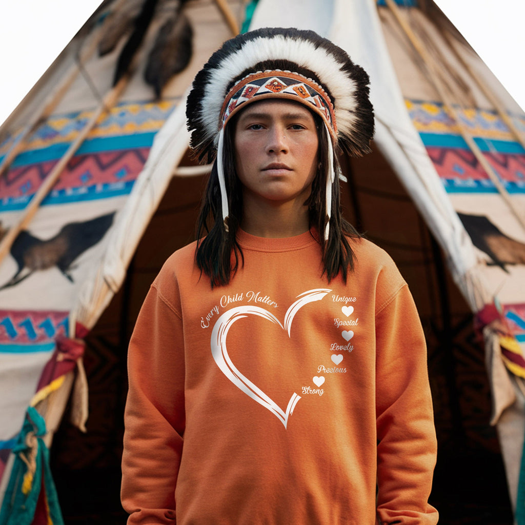 Every Child Matters White Heart Native American Unisex T-shirt/Hoodie/Sweatshirt
