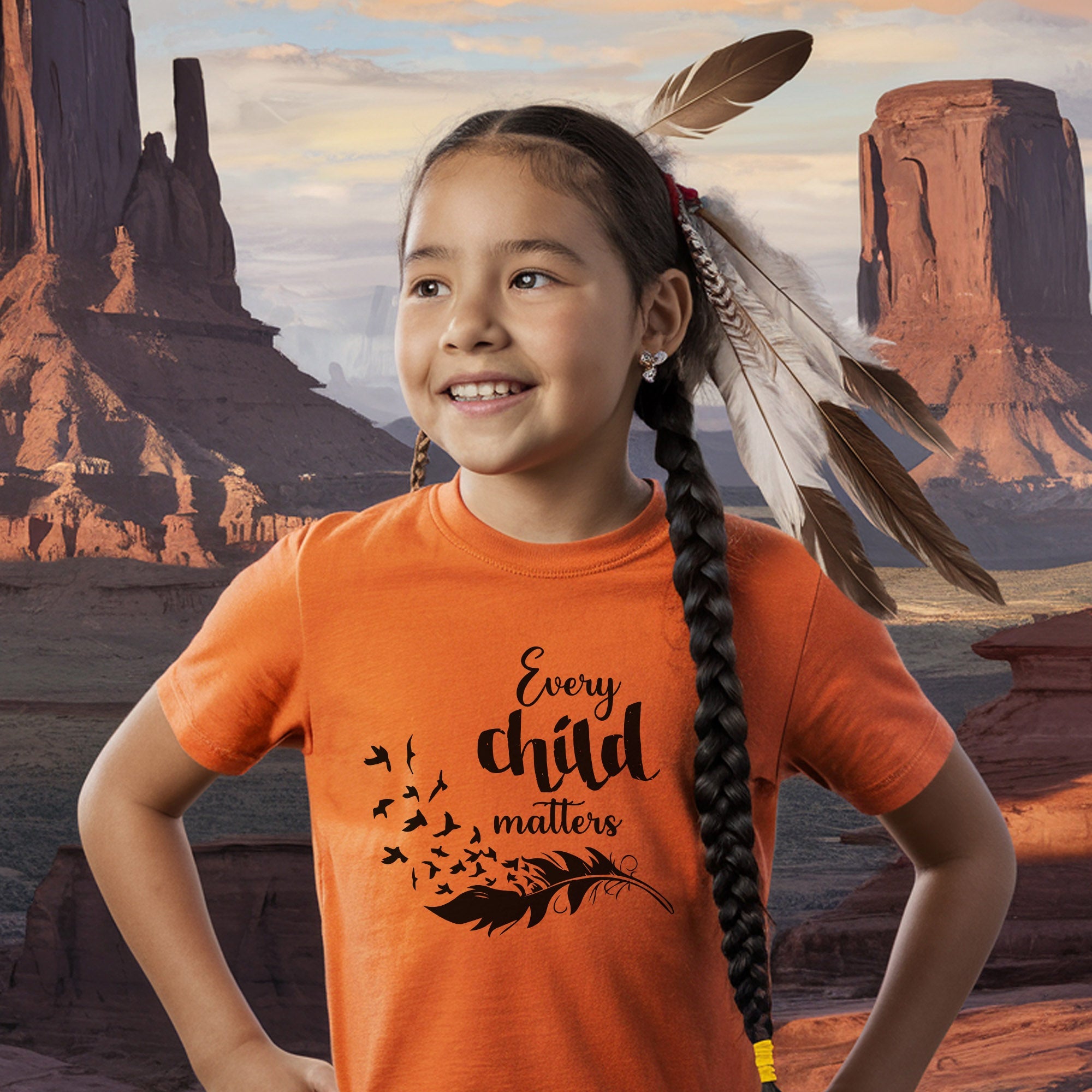 Every Child Matters Black Feather For Orange Day Native American Unisex T-shirt/Hoodie/Sweatshirt