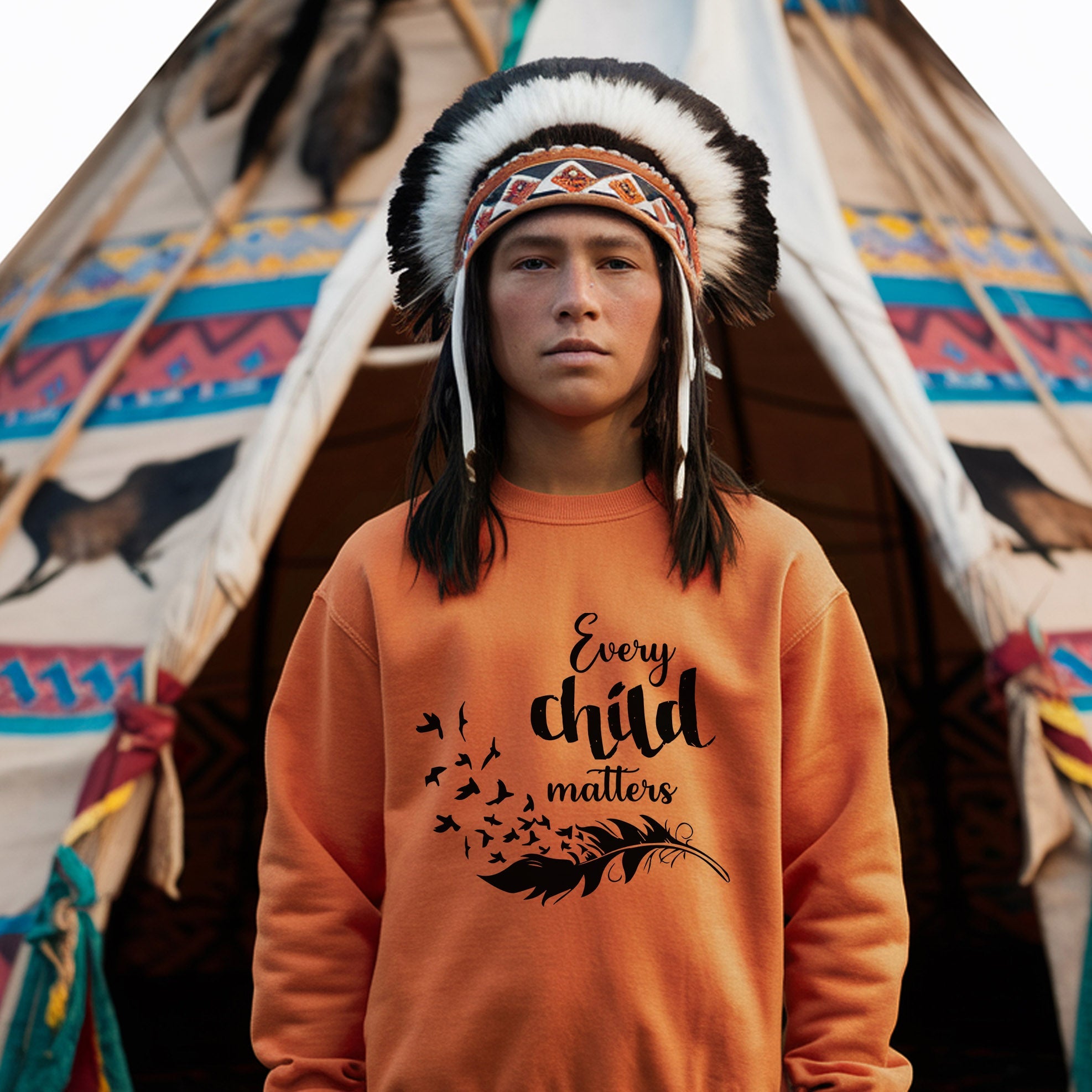 Every Child Matters Black Feather For Orange Day Native American Unisex T-shirt/Hoodie/Sweatshirt