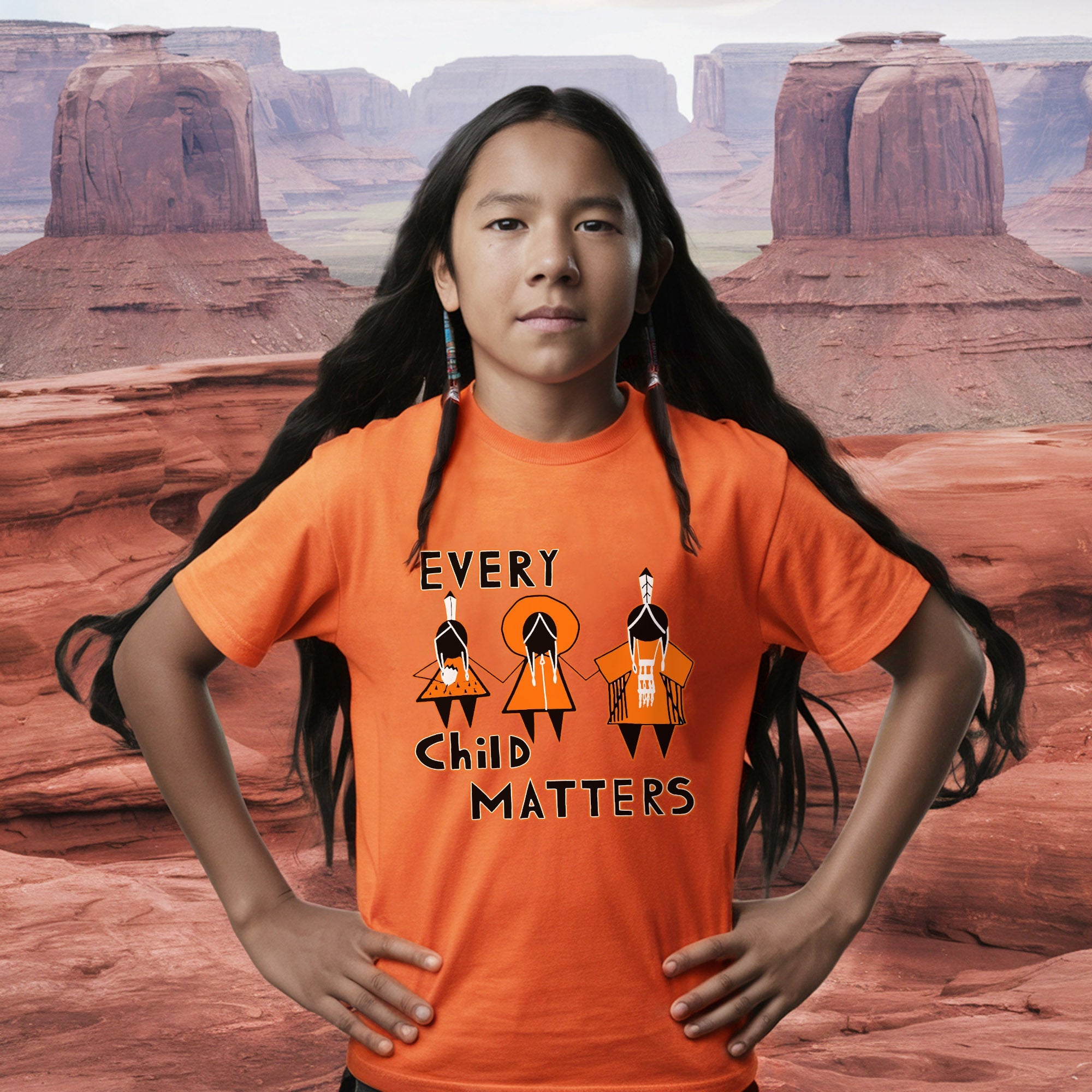 Every Child Matters Three Children Together Wear Orange Day Unisex T-shirt/Hoodie/Sweatshirt