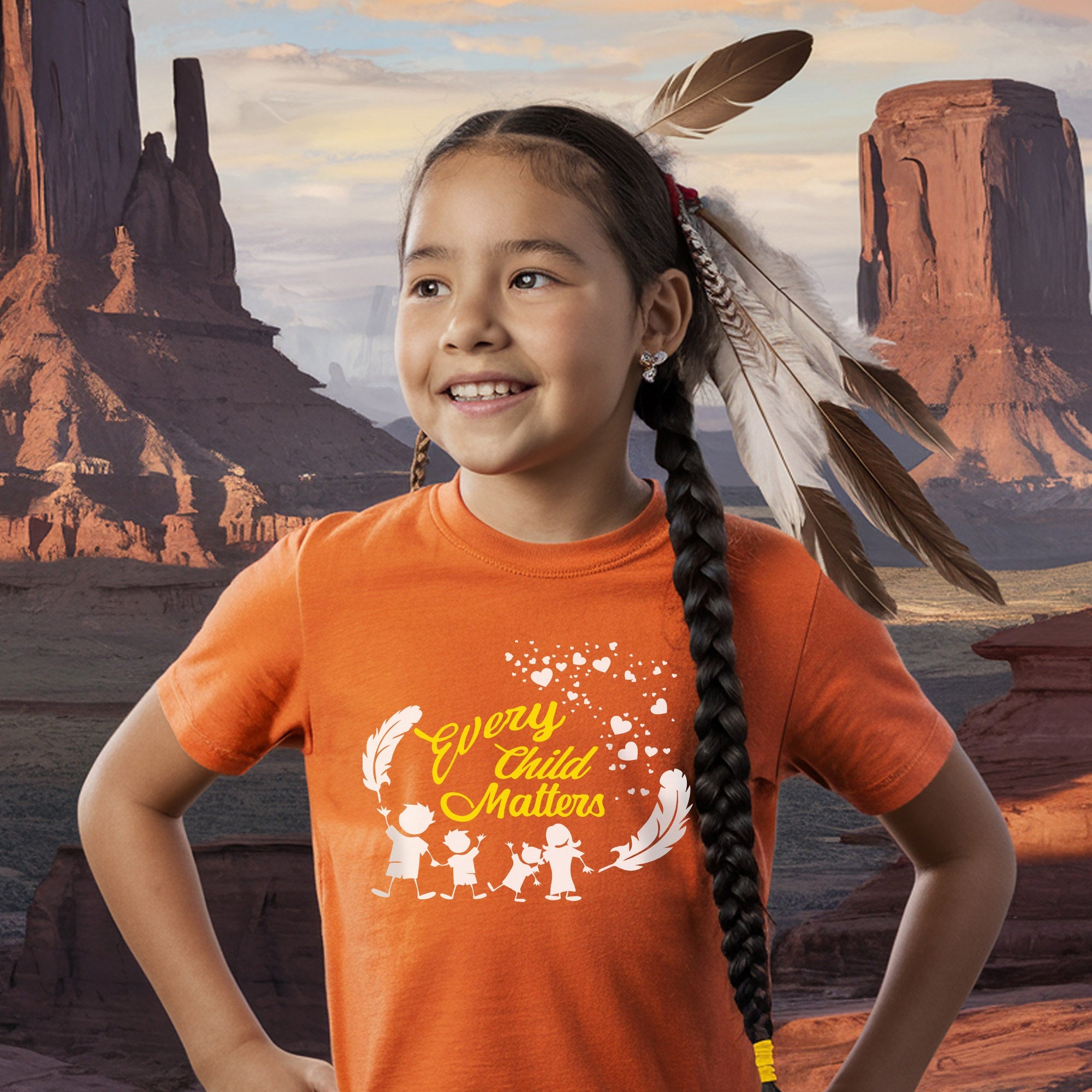 Every Child Matters Children Together Feather For Orange Shirt Day Unisex T-shirt/Hoodie/Sweatshirt