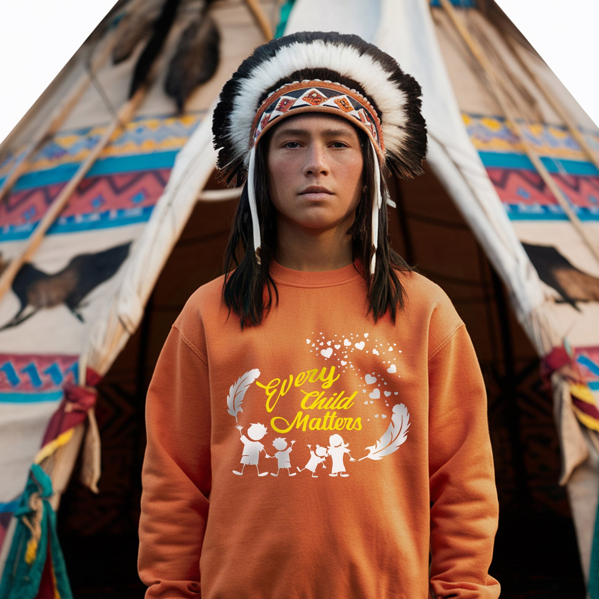 Every Child Matters Children Together Feather For Orange Shirt Day Unisex T-shirt/Hoodie/Sweatshirt
