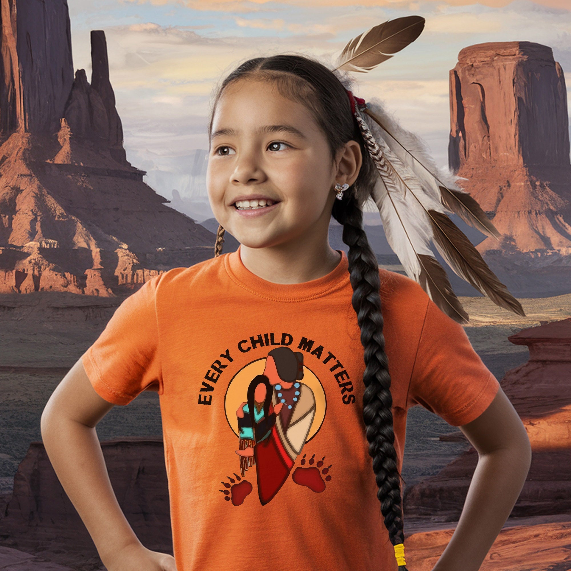 Every Child Matters Grandma With Niece Indigenous Orange Shirt Day Unisex T-shirt/Hoodie/Sweatshirt