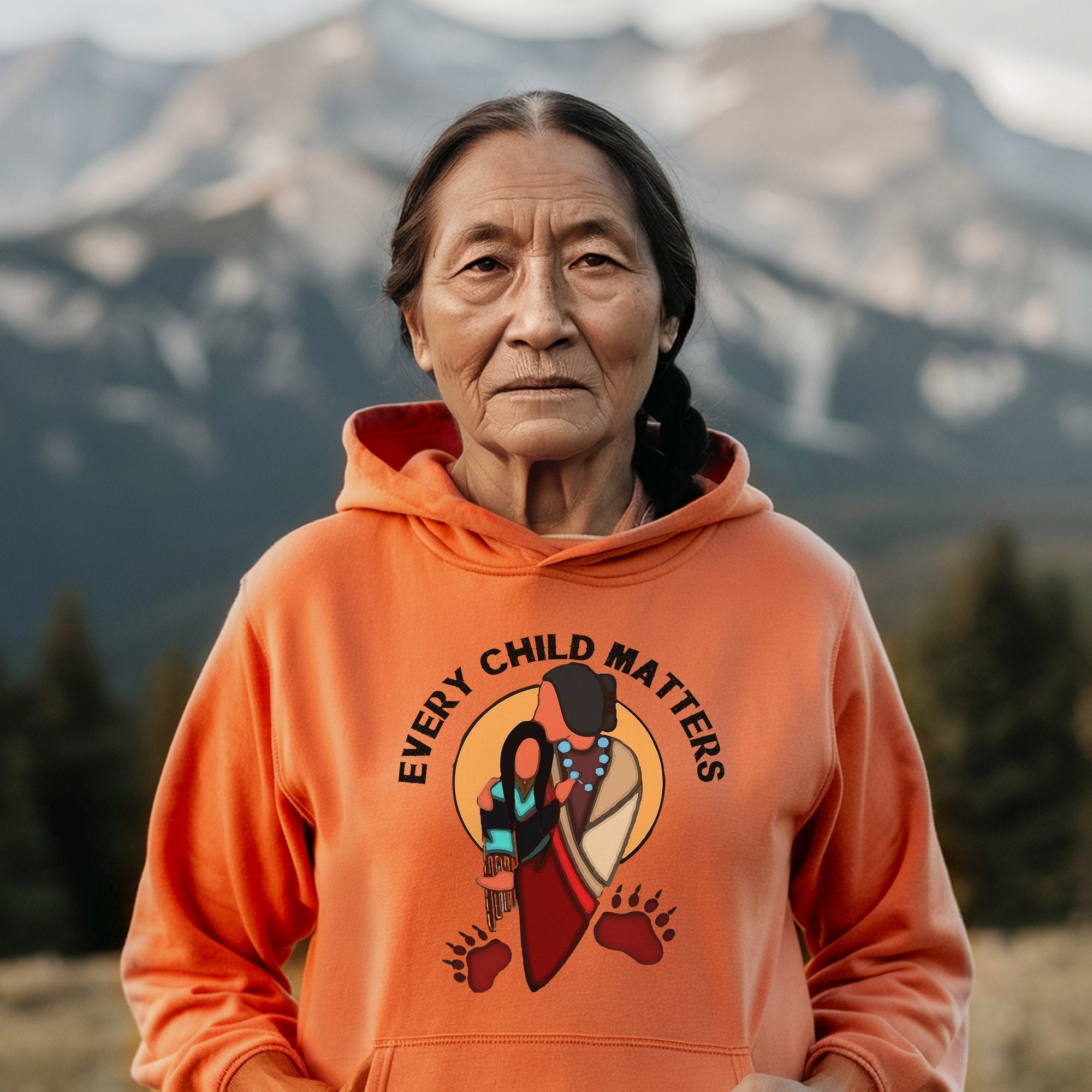 Every Child Matters Grandma With Niece Indigenous Orange Shirt Day Unisex T-shirt/Hoodie/Sweatshirt