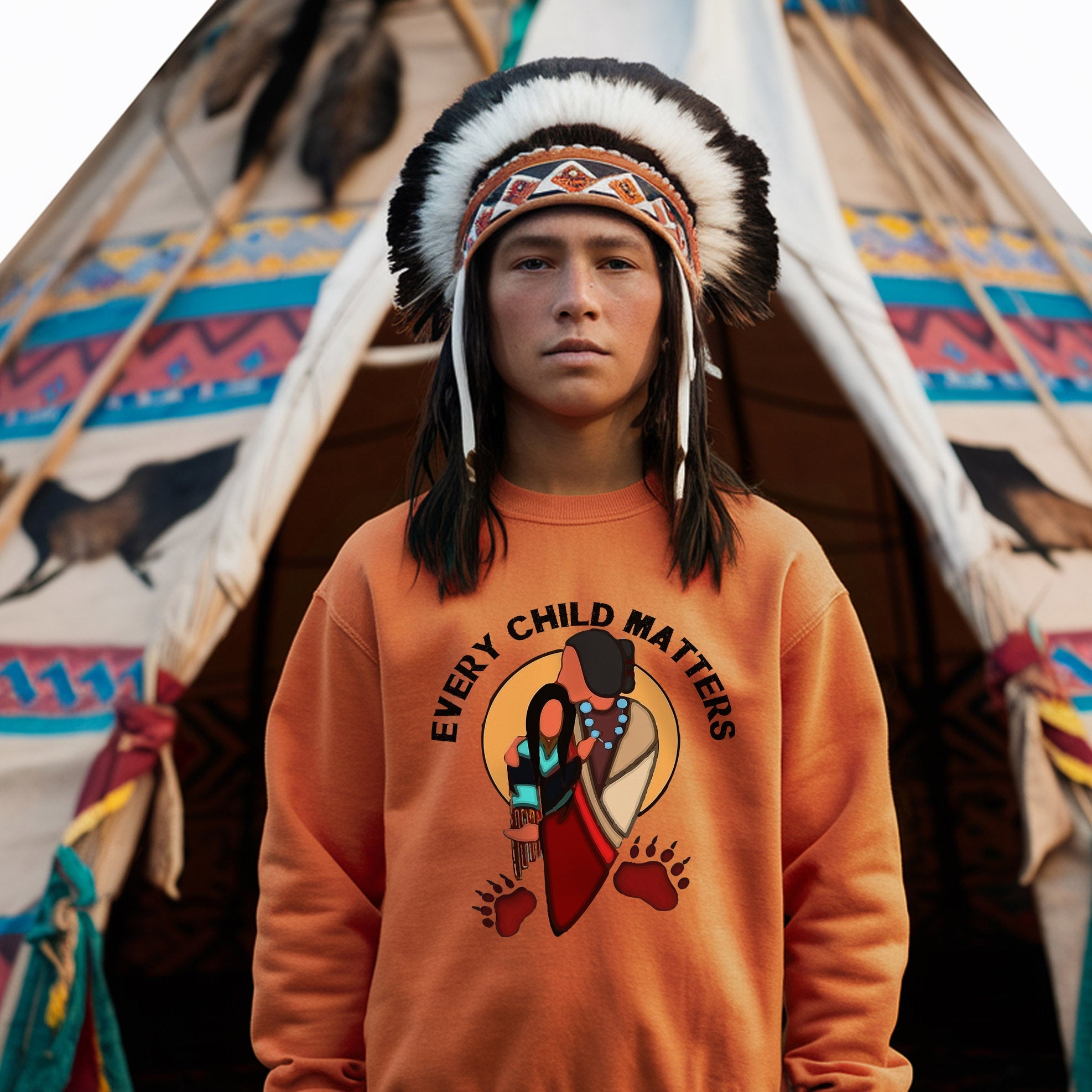 Every Child Matters Grandma With Niece Indigenous Orange Shirt Day Unisex T-shirt/Hoodie/Sweatshirt
