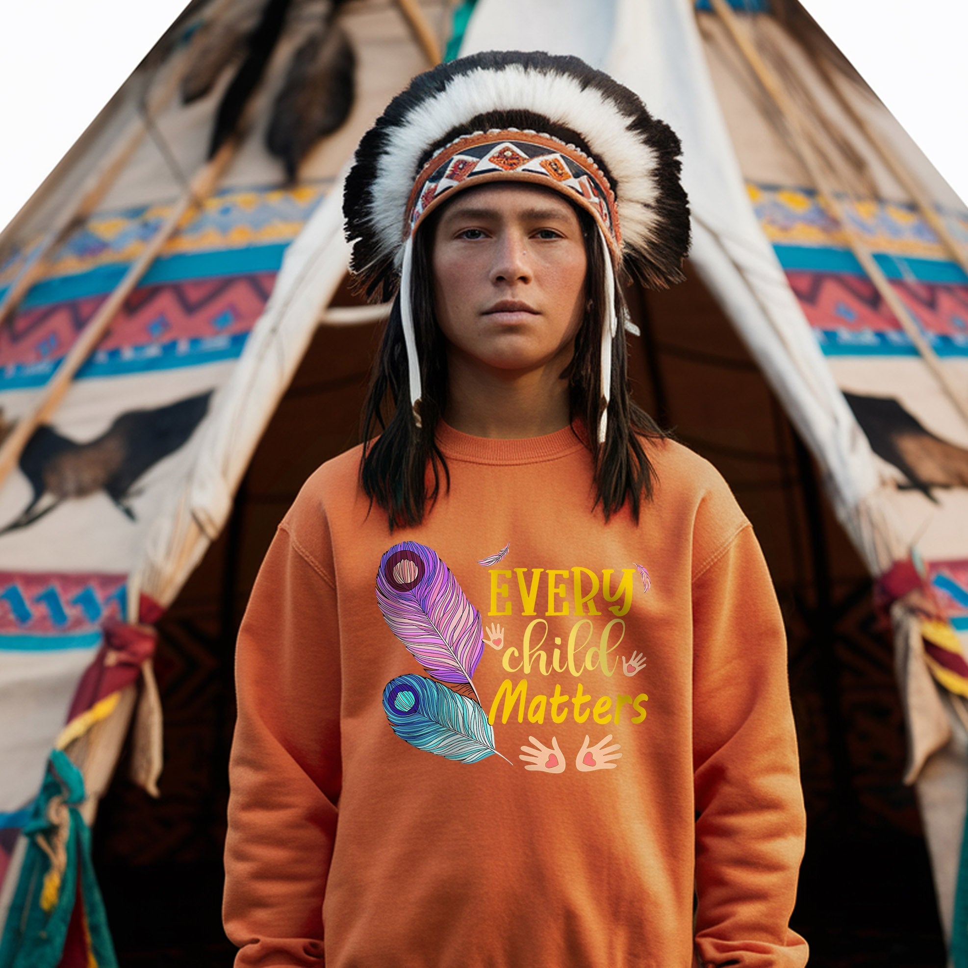 Every Child Matters Colorful Feathers For Orange Shirt Day Unisex T-shirt/Hoodie/Sweatshirt 267