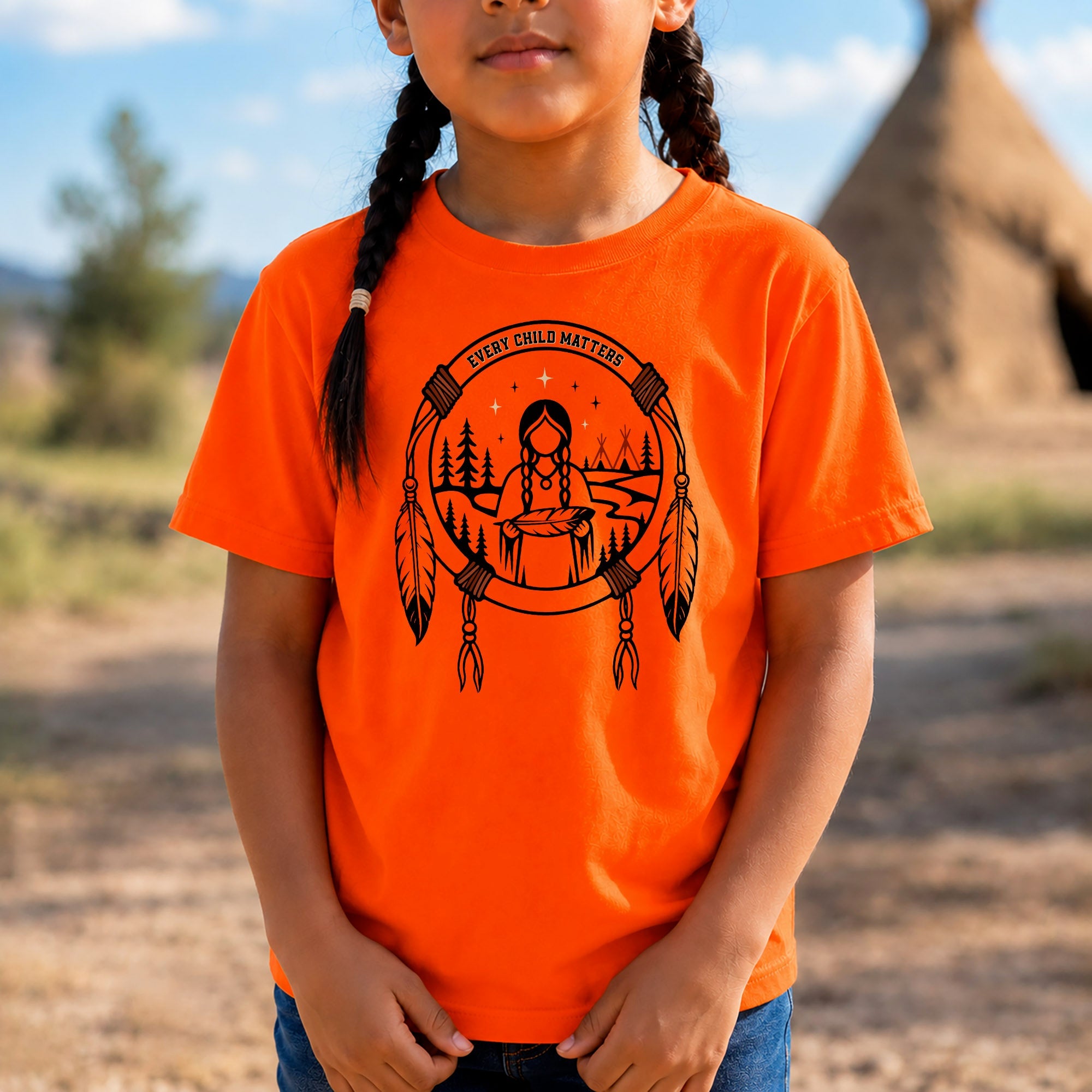 Every Child Matters Native American Girl Dreamcatcher Orange Shirt Day Unisex T-shirt/Hoodie/Sweatshirt