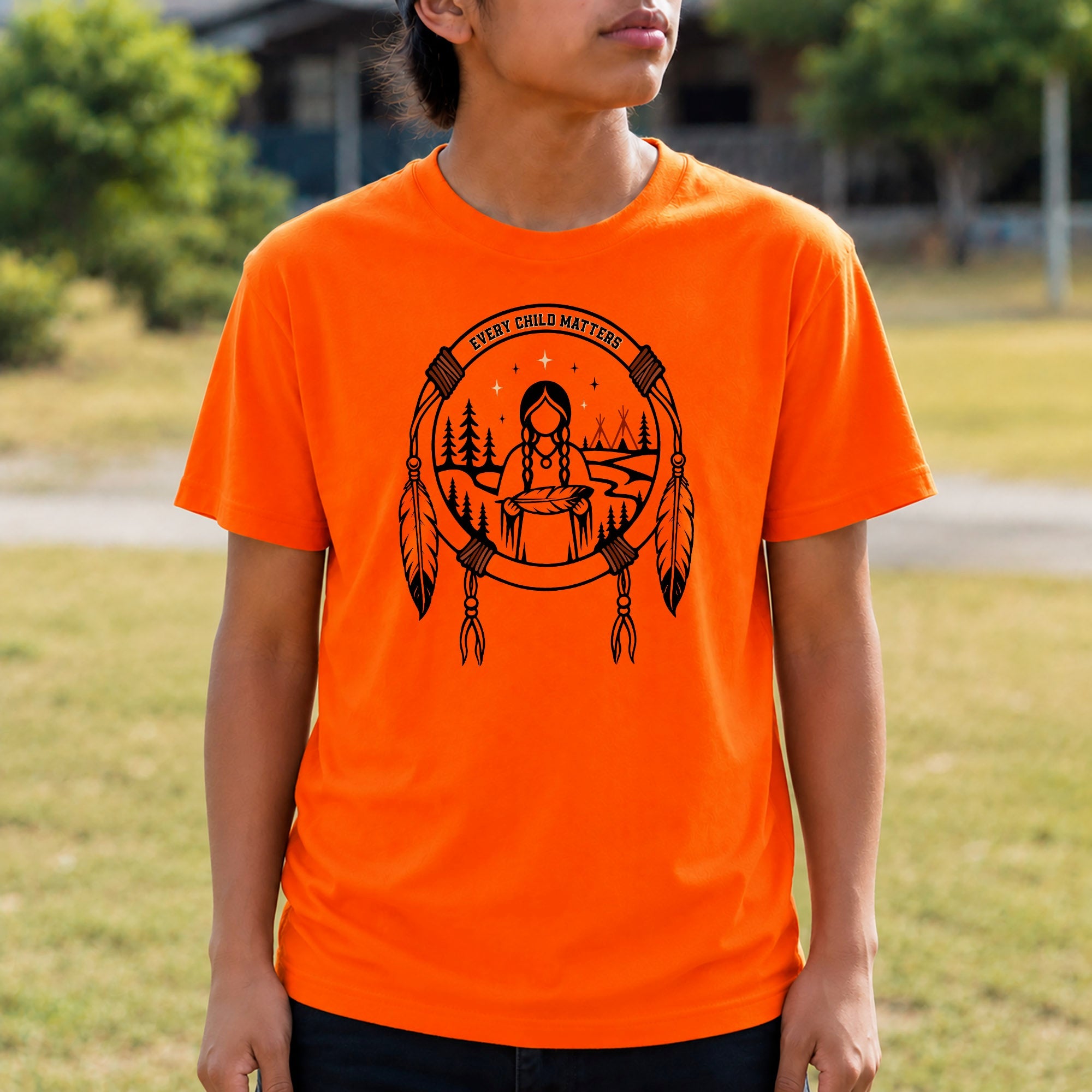 Every Child Matters Native American Girl Dreamcatcher Orange Shirt Day Unisex T-shirt/Hoodie/Sweatshirt