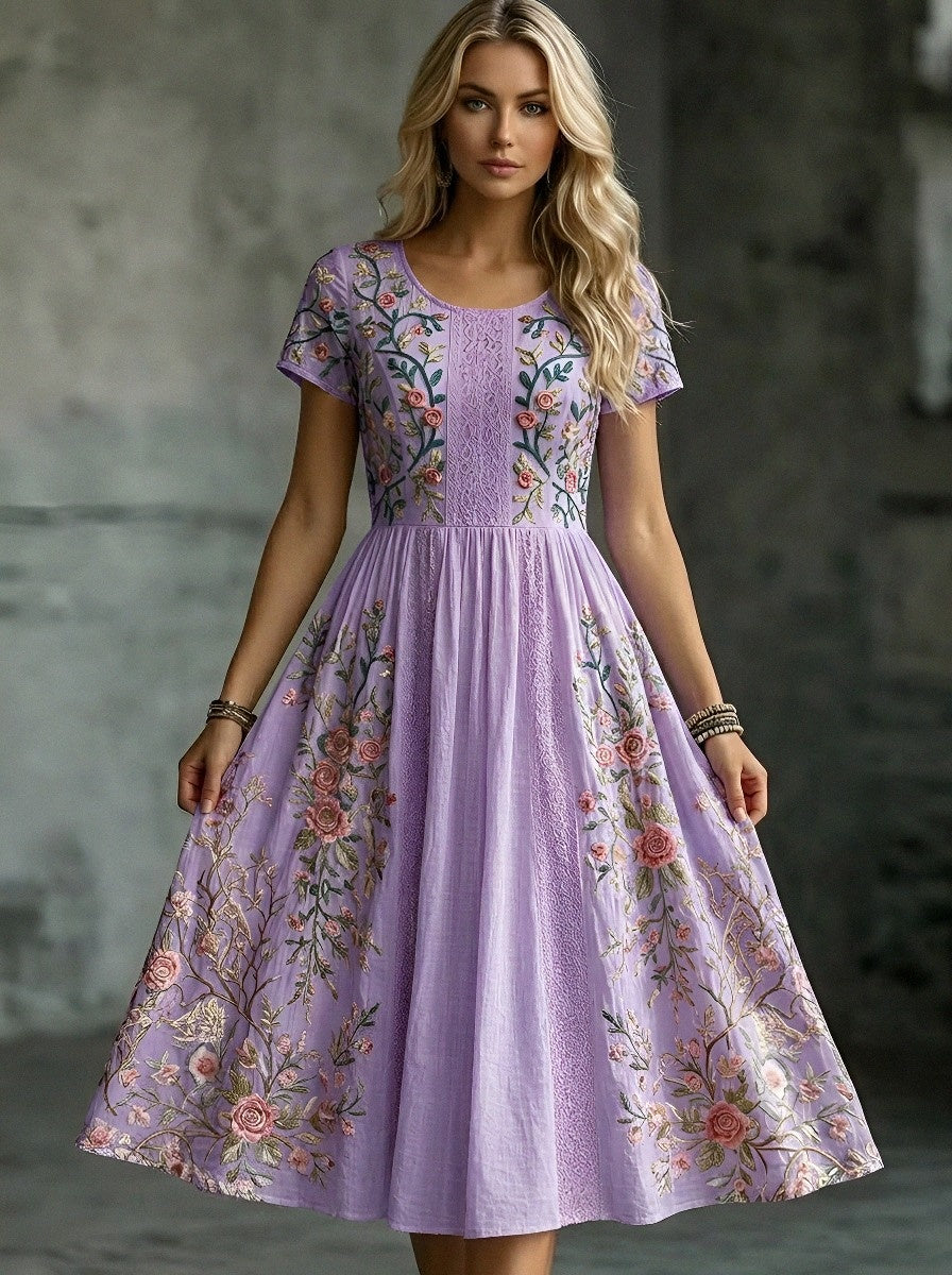 Women's Breast Cancer Awareness Floral Rose Printed Dress