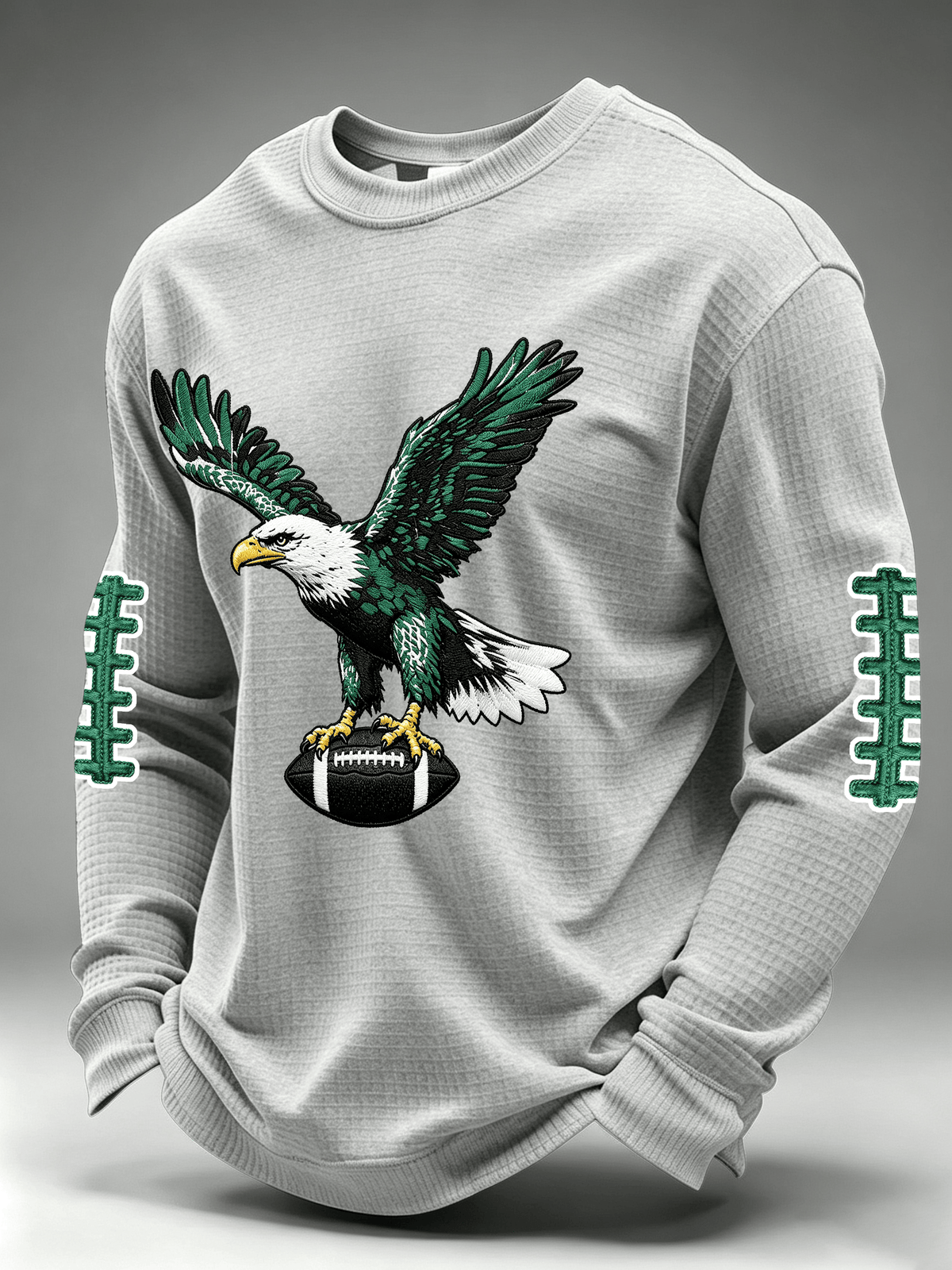 Men'S Casual Football Waffle Round Neck Top