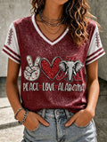 Women's Football Print V-Neck T-Shirt