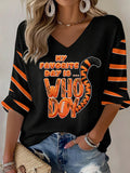Women'S Football Print Waffle Top
