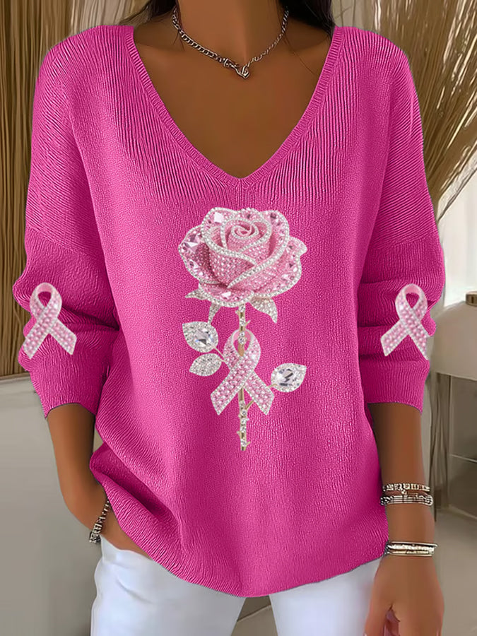 Women's Floral Print V Neck Top