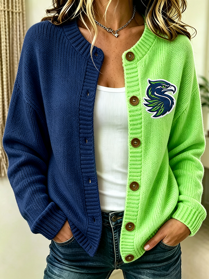 Women'S Casual Football Plant Knitted Cardigan Top
