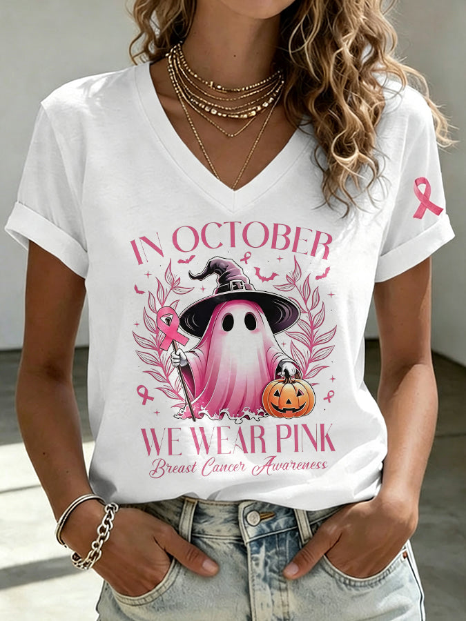 Women's In October We Wear Pink  Print T-shirt