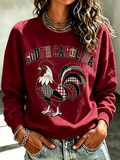 Women'S Retro Football Print Round Neck Sports Shirt