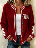 Women's Football Fans Printed Knitted Cardigan Top