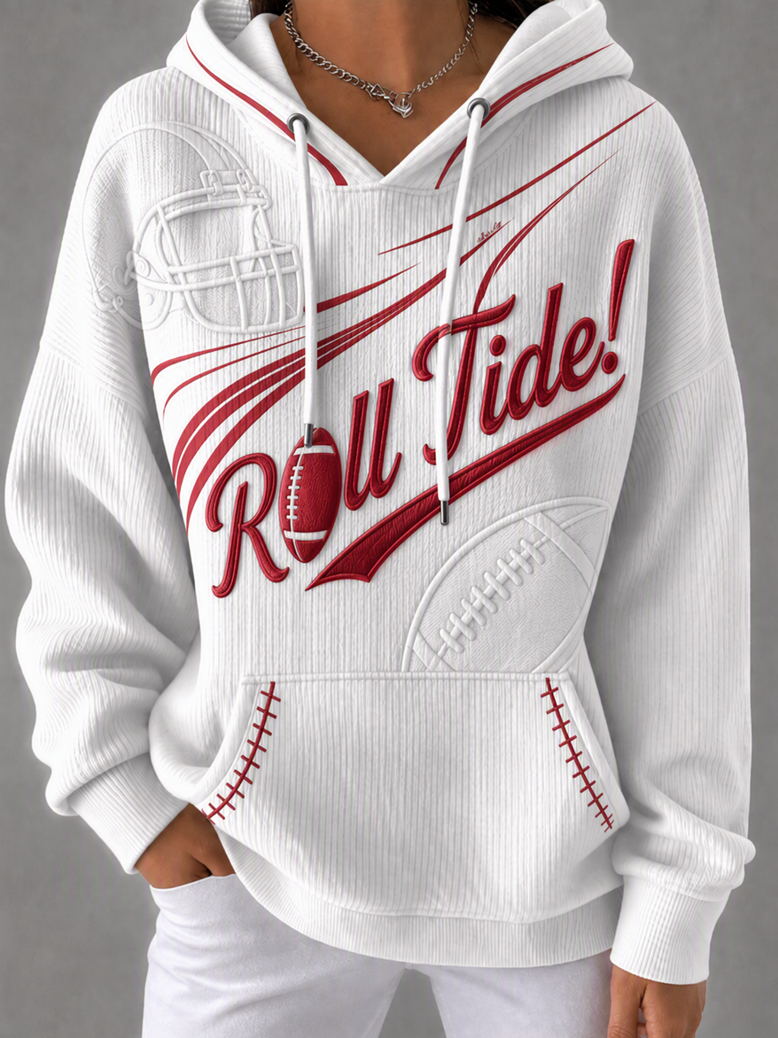 Women'S College Football Printed Hooded Sweatshirt