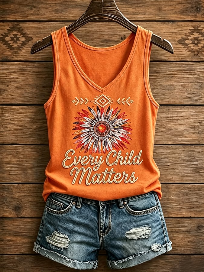 ❤️Buy 3 Get 20% Off❤️Women's Orange Shirt Day Print Casual Vest