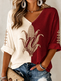 Women'S Football Print Waffle Top