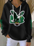 Women'S Football Print Hooded Sweatshirt