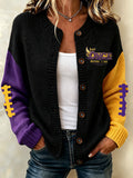 Women'S Casual Football Plant Knitted Cardigan Top