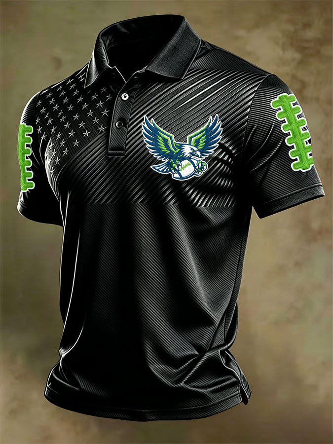 Men'S Football Print Polo T-Shirt