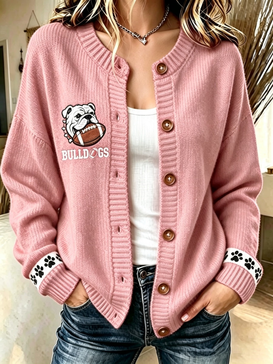 Women's Football Pattern Knitted Cardigan Top