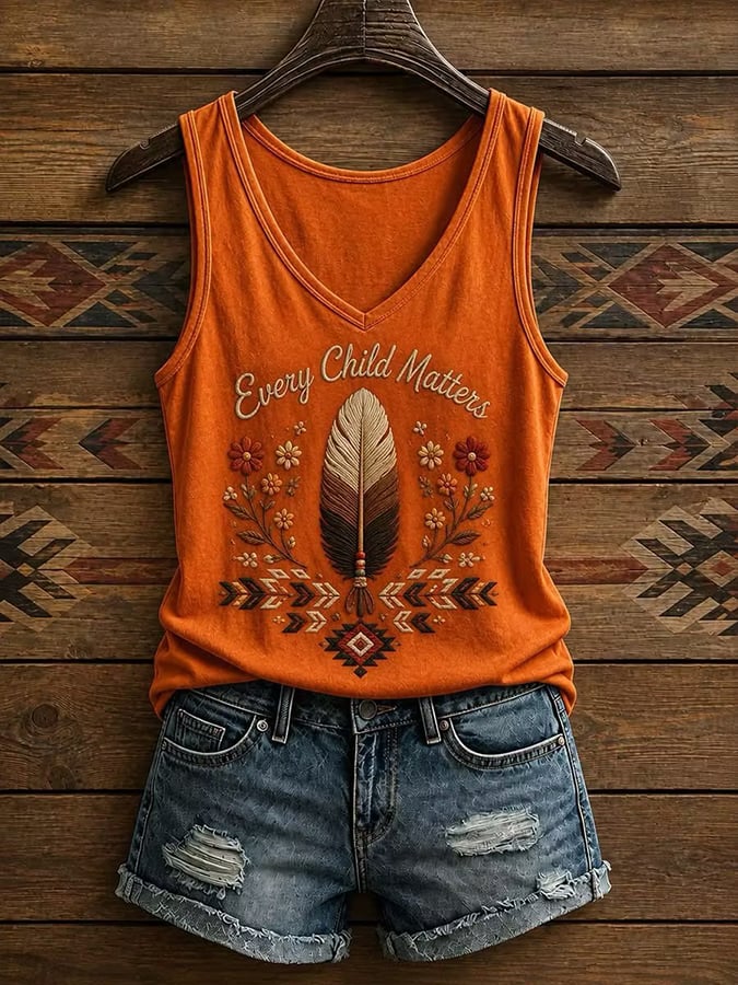 ❤️Buy 3 Get 20% Off❤️Women's Orange Shirt Day Print Casual Vest