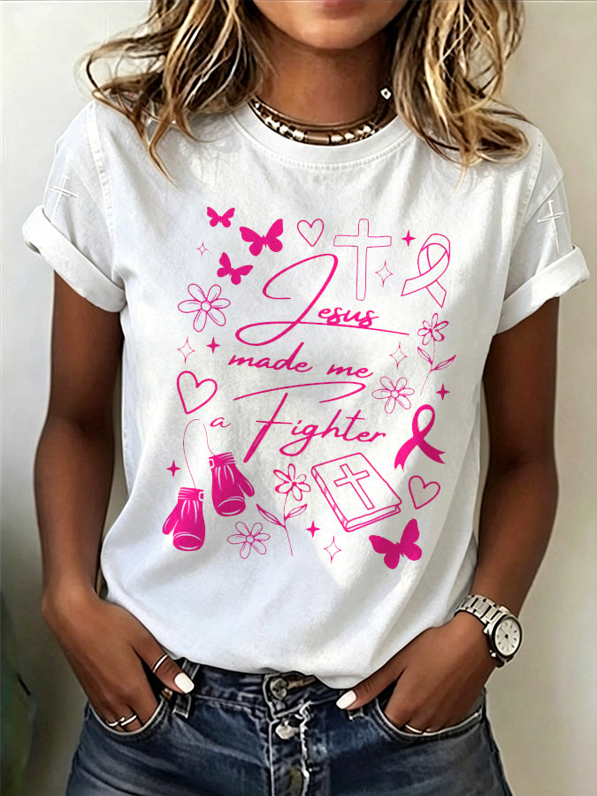 Women'S Breast Cancer Awareness Printed Casual T-Shirt