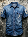 Men'S Football Enthusiast Embroidered Printed Pocket Shirt