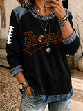 Women'S Rugby Print Long-Sleeved Sweatshirt