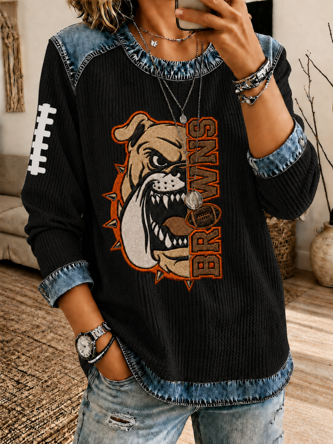 Women'S Rugby Print Long-Sleeved Sweatshirt