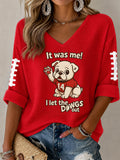 Women'S Football Print Waffle  Top