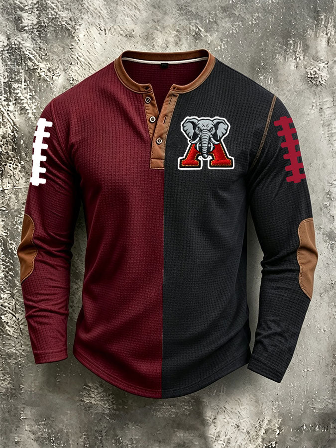 Men'S Casual Football Printed Waffle Top