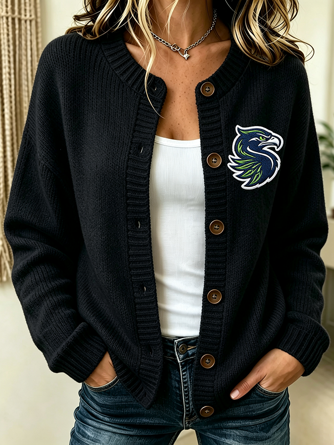 Women'S Casual Football Plant Knitted Cardigan Top