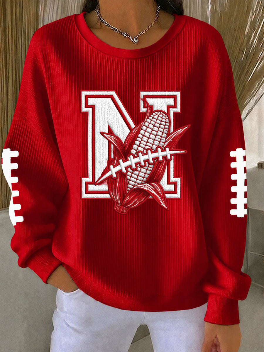Women'S Football Print Casual Sweatshirt