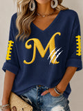 Women'S Football Print Waffle Top