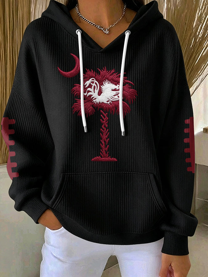 Women'S Football Print Hooded Sweatshirt