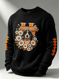 Men'S Football Printed Casual Round Neck Sweater