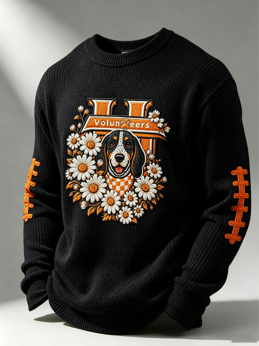 Men'S Football Printed Casual Round Neck Sweater