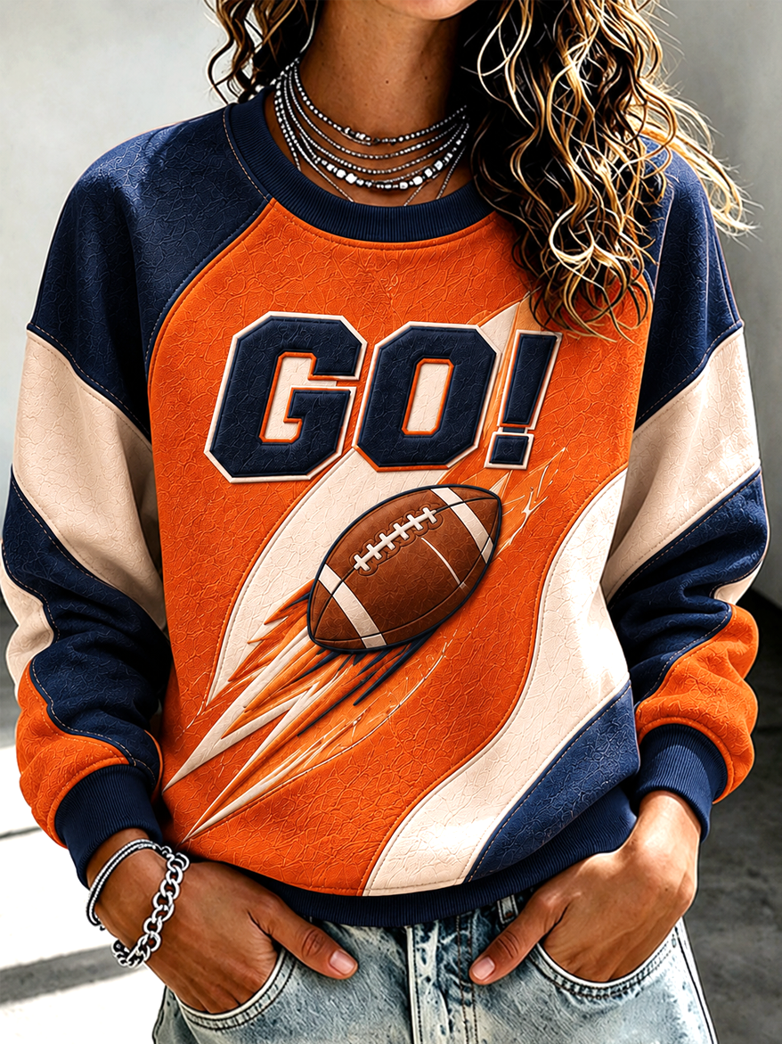 Women's Football Printed Casual Sweatshirt